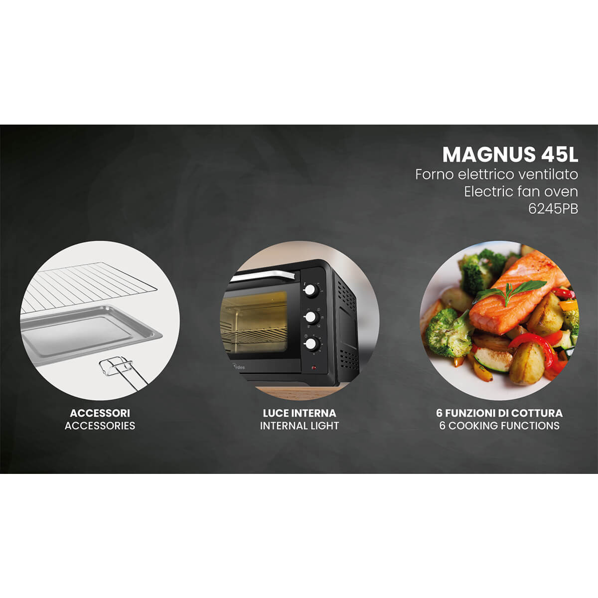 Ardes AR6245PB MAGNUS 45L Forno Elettrico Ventilato - 56,4 x 41,5 x 36,3 cm