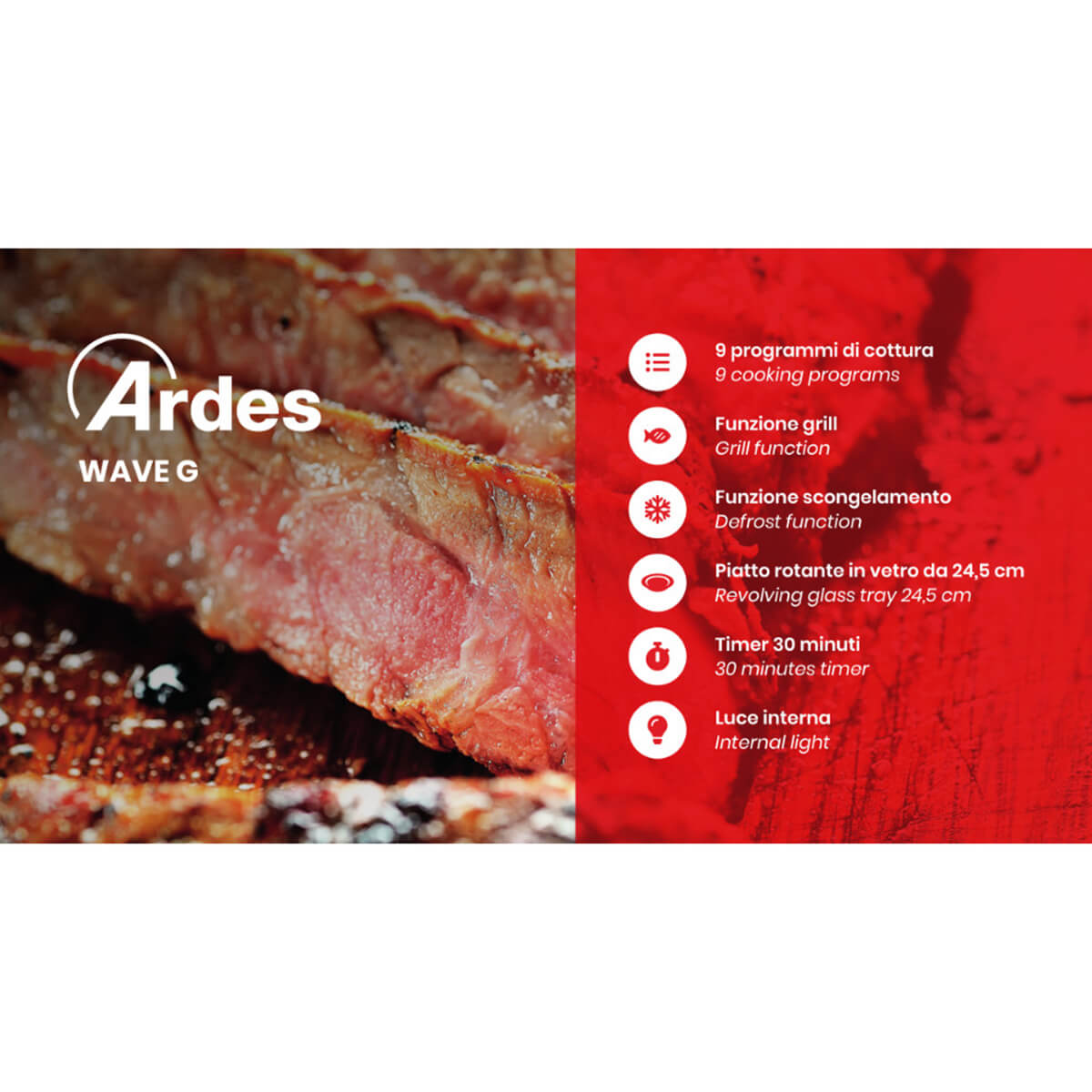 Ardes AR6520G WAVE G Forno a Microonde con Grill 20L - 45 x 36 x 26 cm