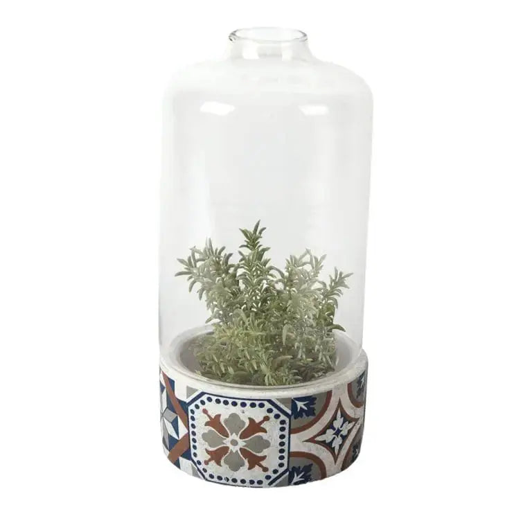 Vaso portoghese tondo con campana protettiva di vetro Bavicchi