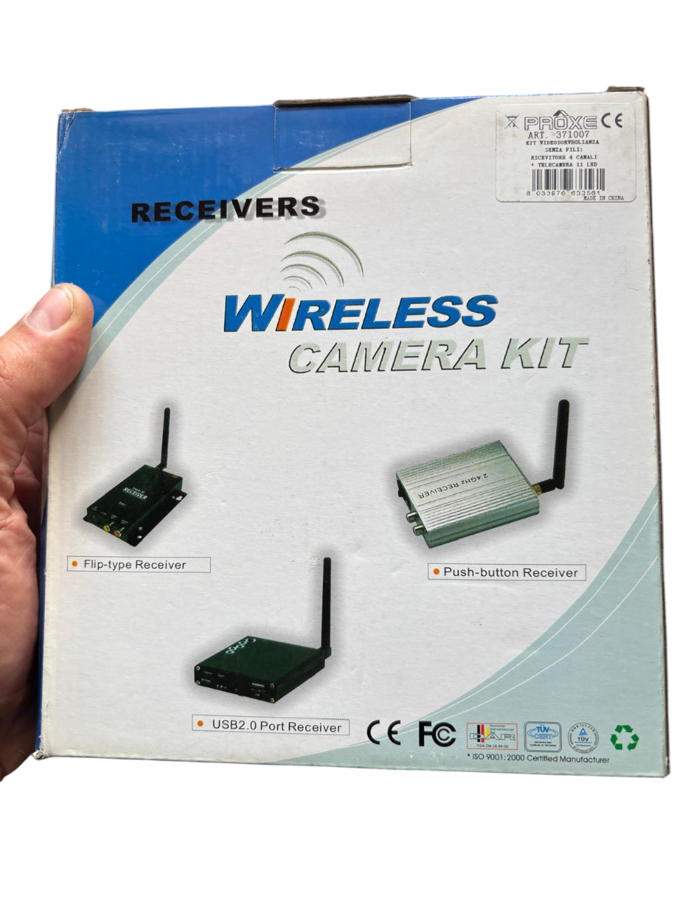 Kit Videosorveglianza Wireless Proxe - Telecamera 11 LED a Colori + Ricevitore 4 Canali