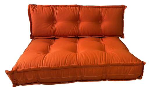 Set 2 Cuscini da Esterno per Pallet (Seduta + Schienale) 120x80 / 120x40 - Arancione