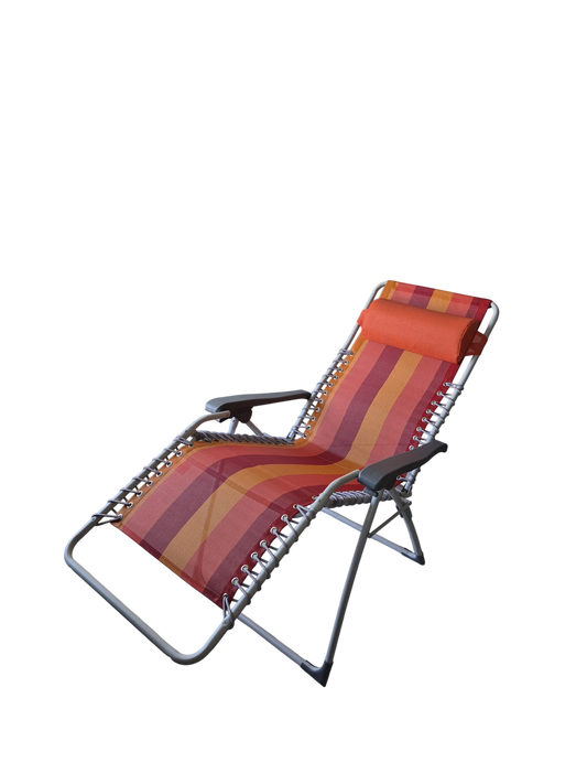 Fiam MOVIDA Poltrona Relax Salvaspazio Acciaio Grigio Chiaro e Righe Rosso-Arancio