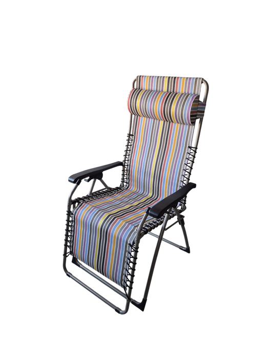 Fiam MOVIDA XL Poltrona Relax Salvaspazio Acciaio Grigio e Righe Multicolor