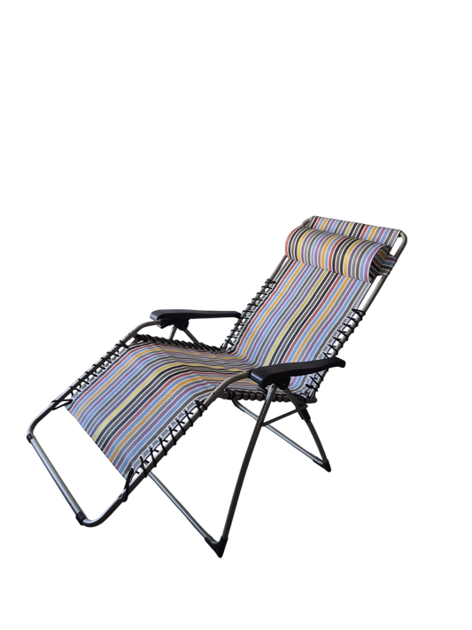 Fiam MOVIDA XL Poltrona Relax Salvaspazio Acciaio Grigio e Righe Multicolor