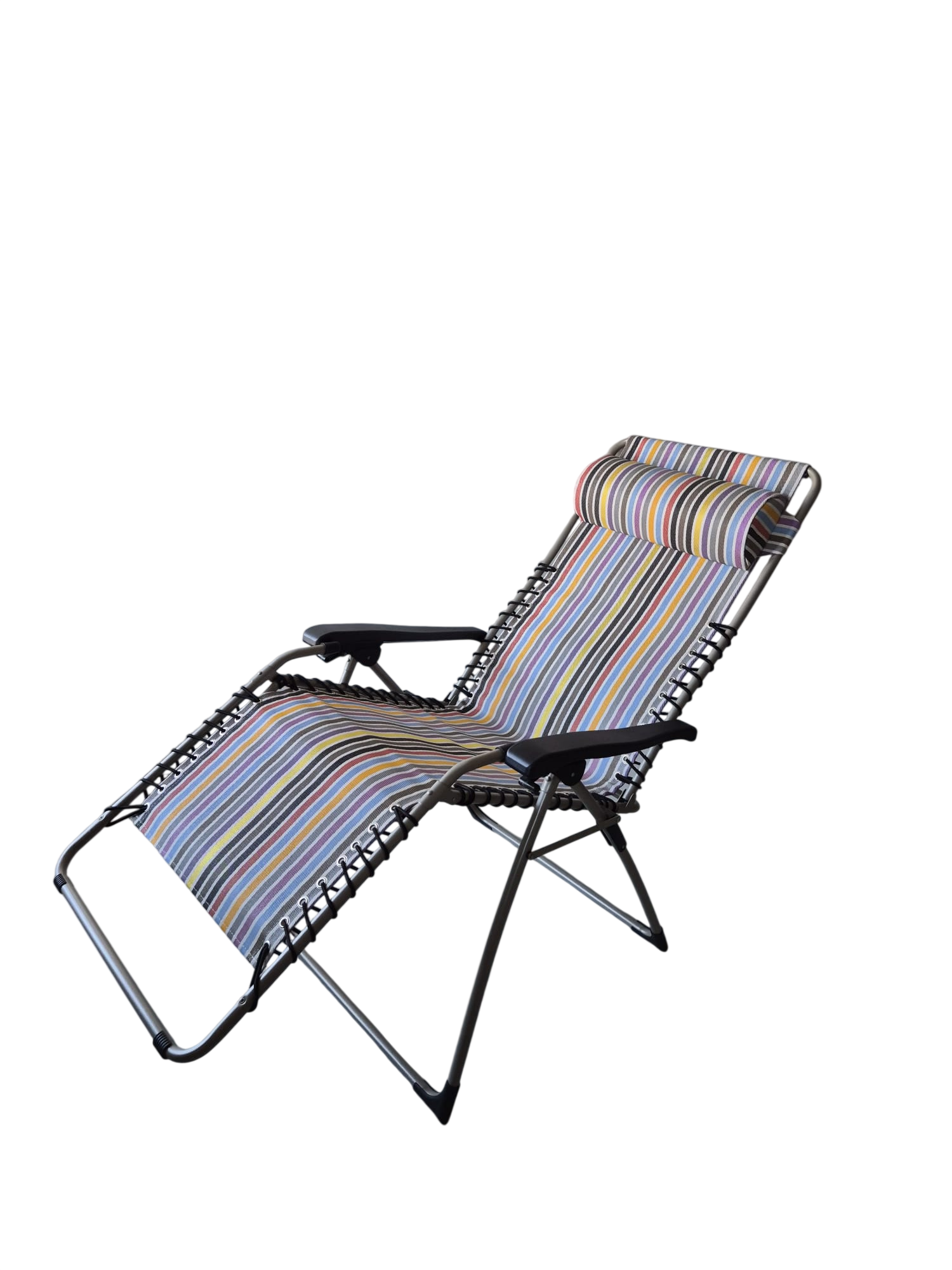 Fiam MOVIDA XL Poltrona Relax Salvaspazio con Braccioli in Legno Acciaio Grigio e Righe Multicolor