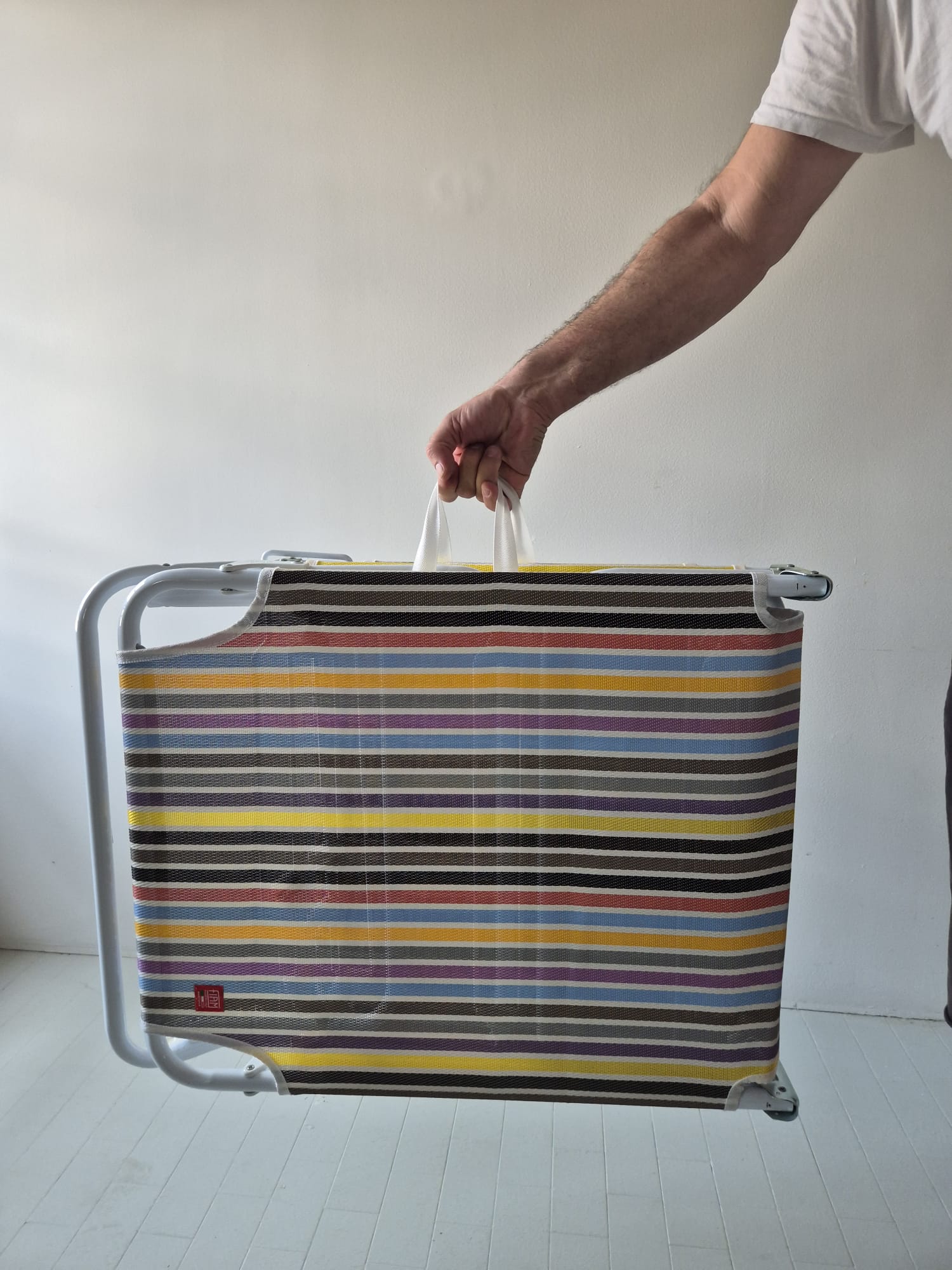 Fiam AMIGO Lettino Tripartito Acciaio Bianco e Righe Multicolor