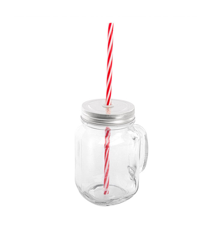 Esschert Design Barattolo in Vetro con Manico, Tappo Forato e Cannuccia – Mug/Boccale da Drink Estivo Esschert Design