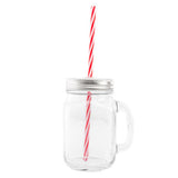 Esschert Design Barattolo in Vetro con Manico, Tappo Forato e Cannuccia – Mug/Boccale da Drink Estivo Esschert Design