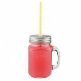 Esschert Design Barattolo in Vetro con Manico, Tappo Forato e Cannuccia – Mug/Boccale da Drink Estivo Esschert Design