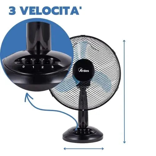 Ardes Ar5Am40 Ventilatore Da Tavolo con tre pale oscillante inclinazione regolabile Ardes