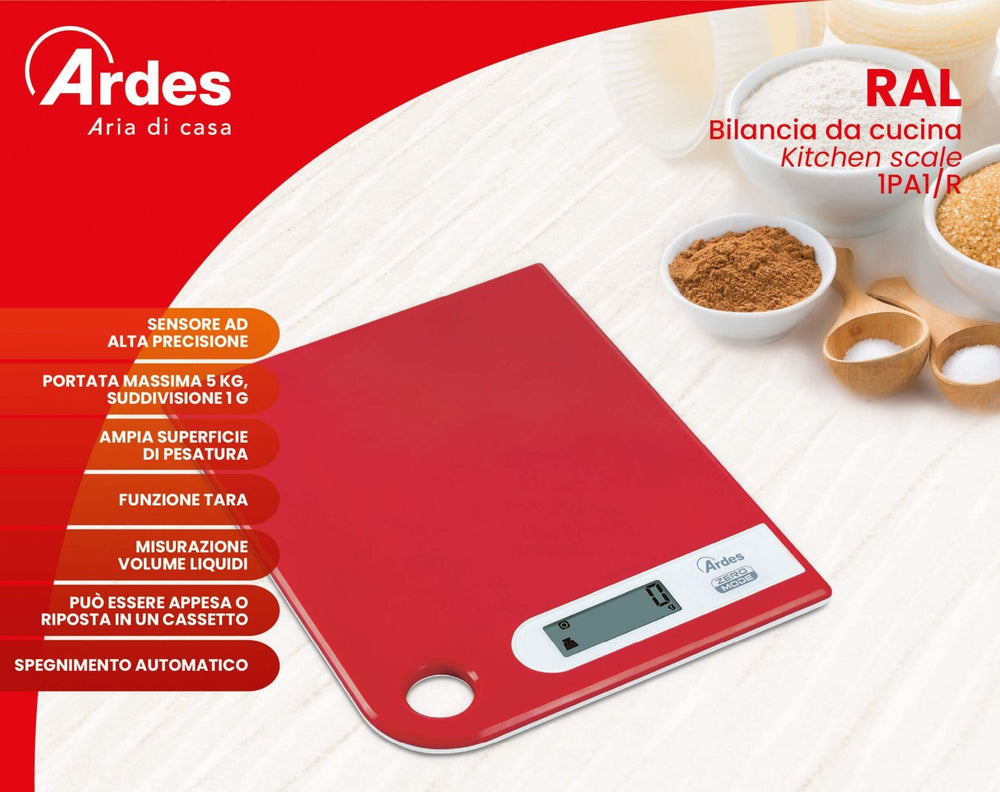 Bilancia da Cucina Elettronica RAL AR1PA1/R – Precisione e Praticità per Misurazioni Accurate | Ardes Ardes
