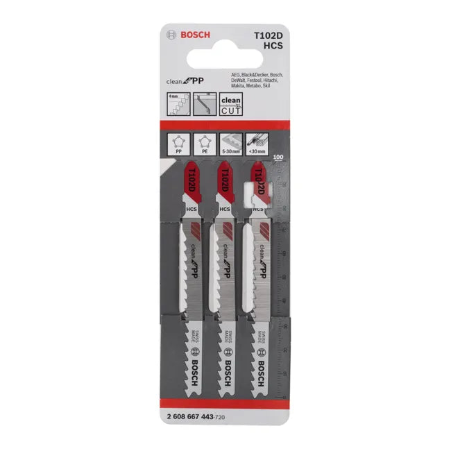 Set 3 Lame per Seghetto Alternativo T 102 D Clean for PP - BOSCH