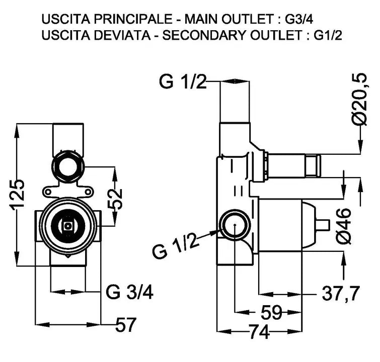 Teorema - Miscelatore Incasso Doccia Con Deviatore Cromato - Serie: Theos Theorema
