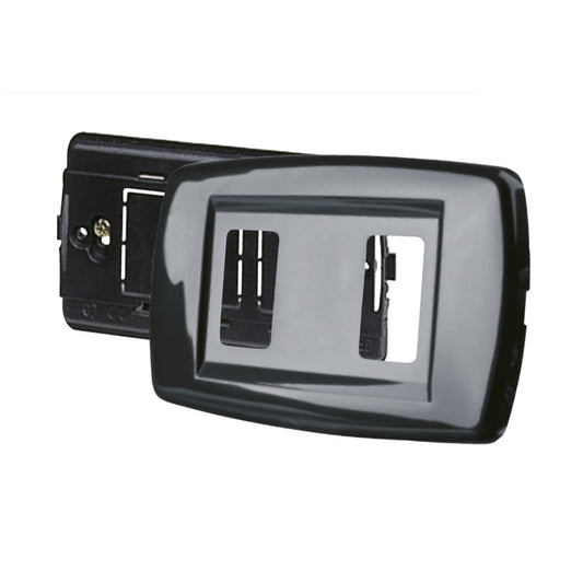 Placca in Tecnopolimero Antiurto 2 Fori Serie “Basic” con Supporto – Antracite | POLYPOOL Polypool