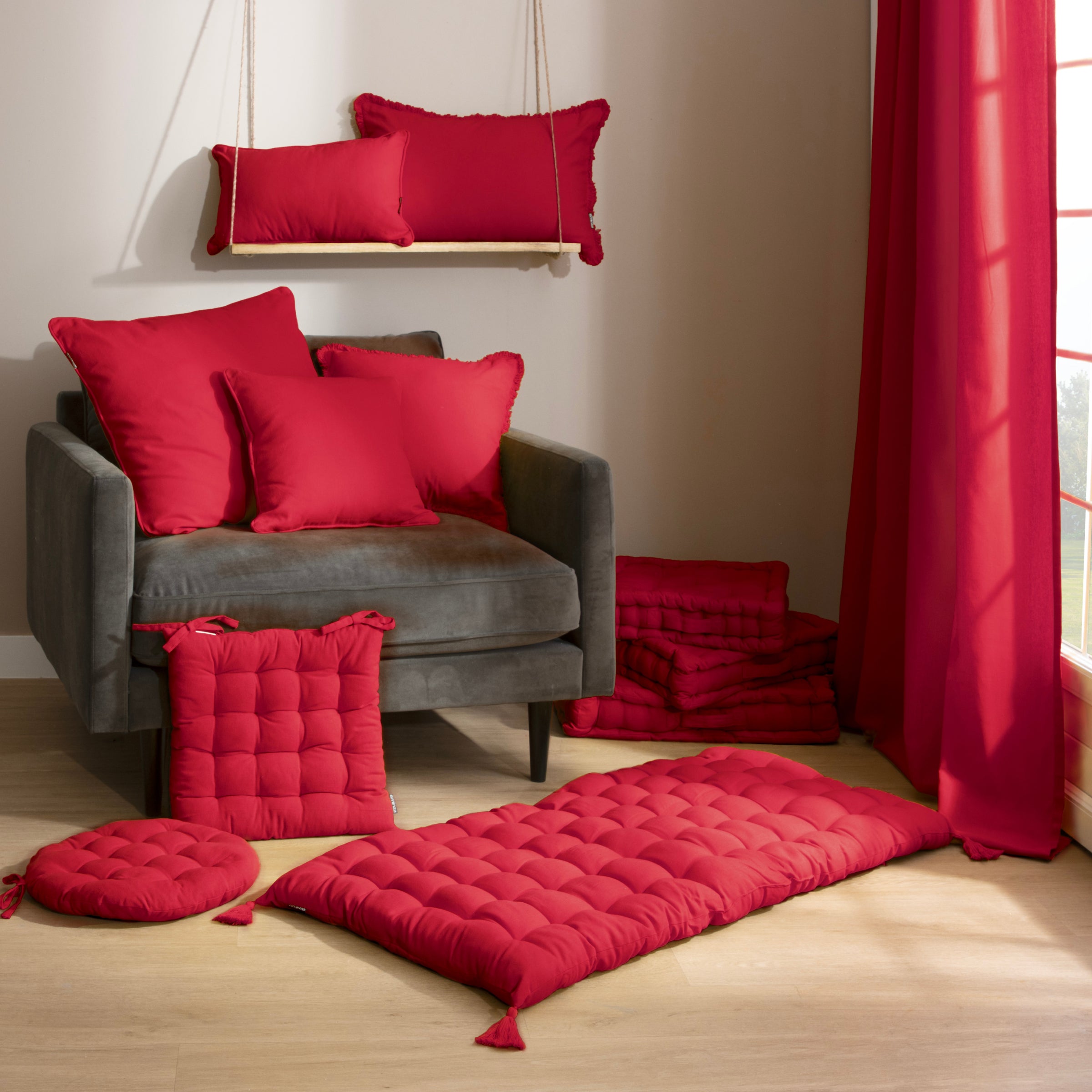 Cuscino da Pavimento o Bancale Rosso - 60x60 cm