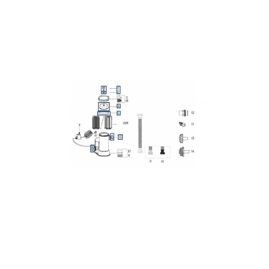 Kit Guarnizioni e Tappi Bestway per Pompe Filtro da 2006 / 3028 / 3785 l/h