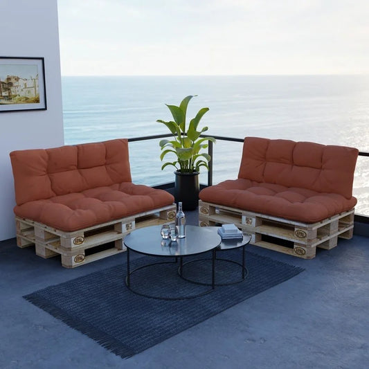 Set 2 Cuscini da Esterno per Pallet (Seduta + Schienale) 120x80 / 120x40 - Arancione