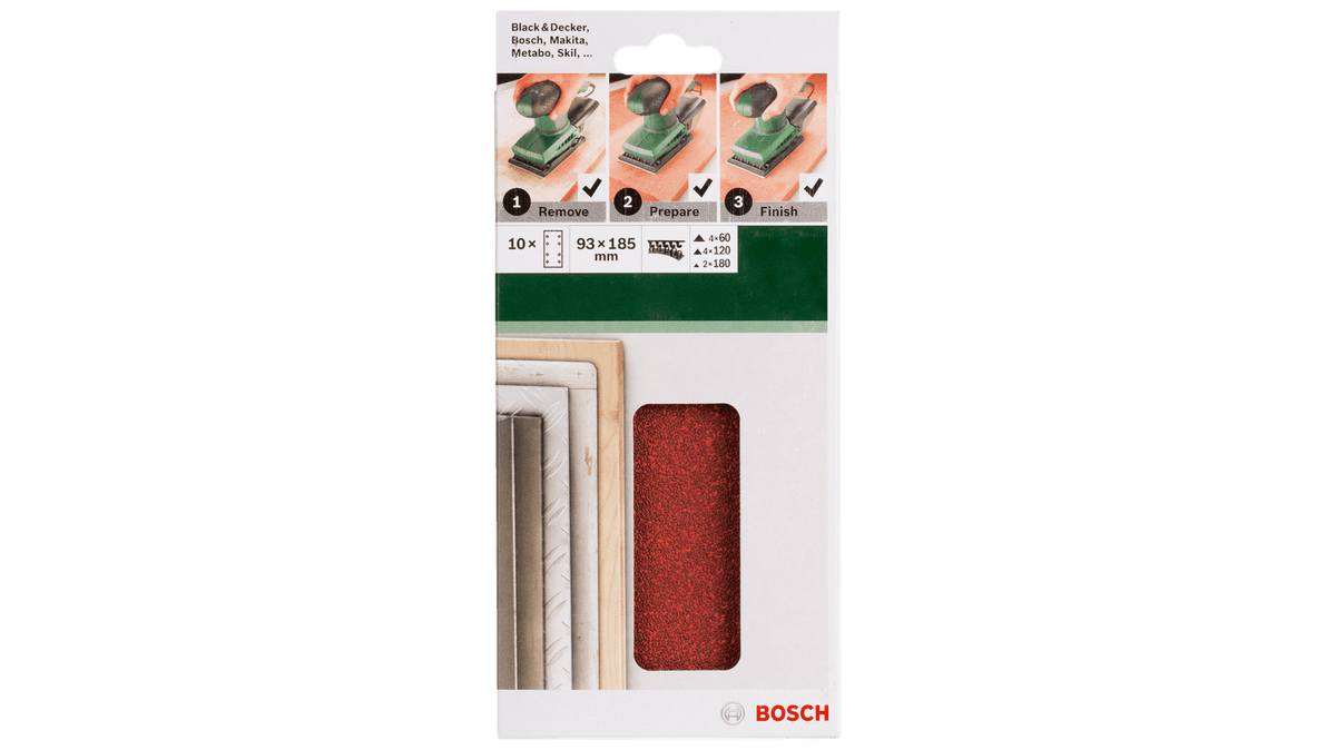 Set di Fogli Abrasivi per Levigatrici Orbitali Bosch 40 93x230 mm - 10 Pezzi Varie Misure + Misto (Altro) (Copia)