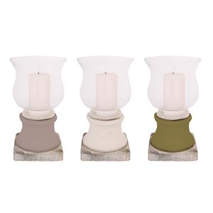 Esschert Design Portacandela con Base in Ceramica e Vetrino Protettivo Esschert Design