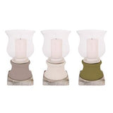 Esschert Design Portacandela con Base in Ceramica e Vetrino Protettivo Esschert Design